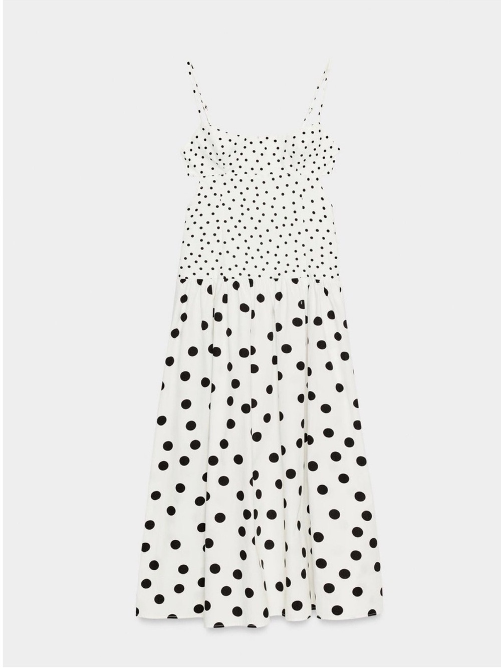 Zara White Midi Dress with Black Polka Dots - Picture 5 of 5